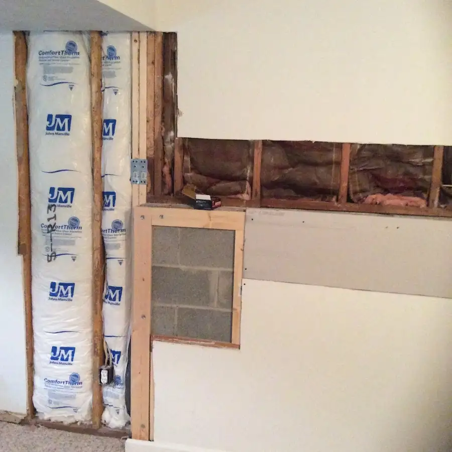 Wall insulation replacement during Contents Cleaning & Restoration in Sudbury